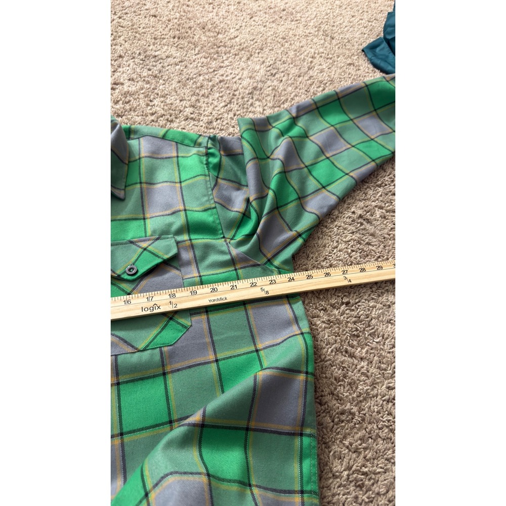 Dixxon The Auld Pub Flannel Co Green Plaid‎ Long Sleeve Button Shirt Size L zz94 View 3